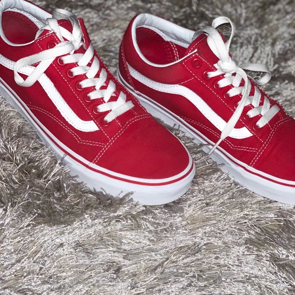 vans old skool formula red & white canvas skate shoes